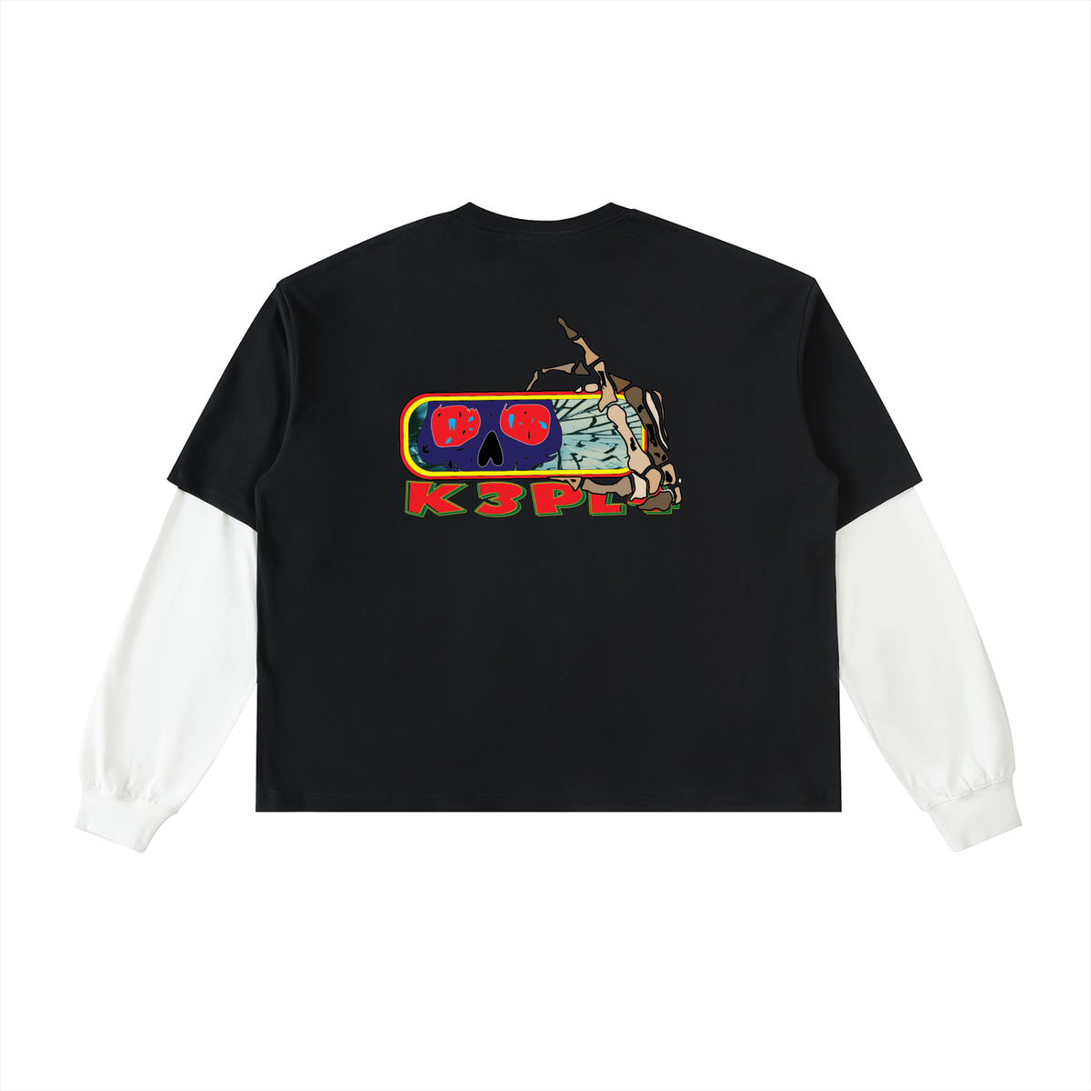 Layered Contrast Sleeve Cotton T-Shirt