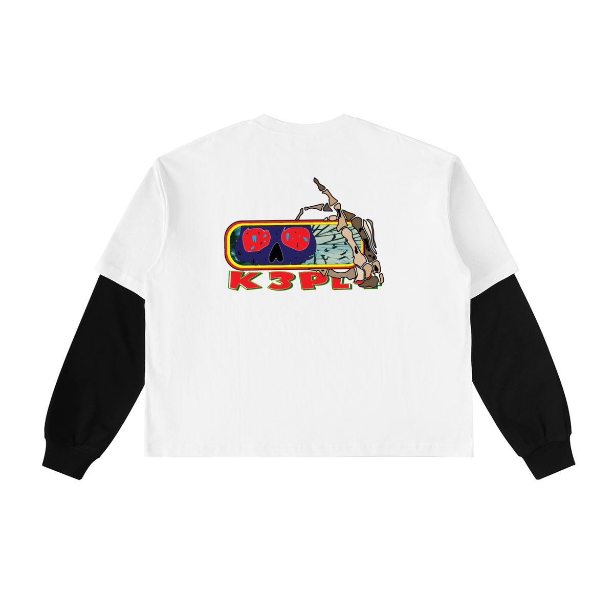 Layered Contrast Sleeve Cotton T-Shirt